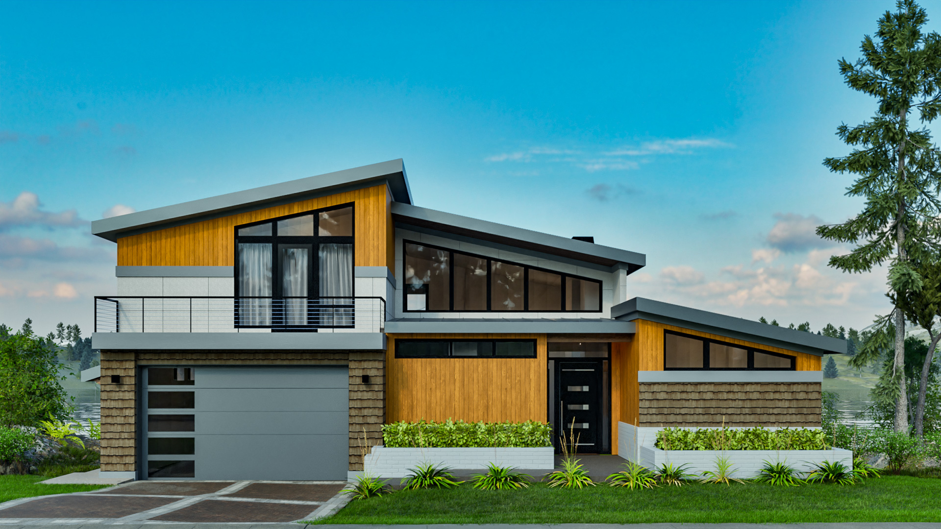 2-Story Modern House Plan – Loft & Daylight Basement